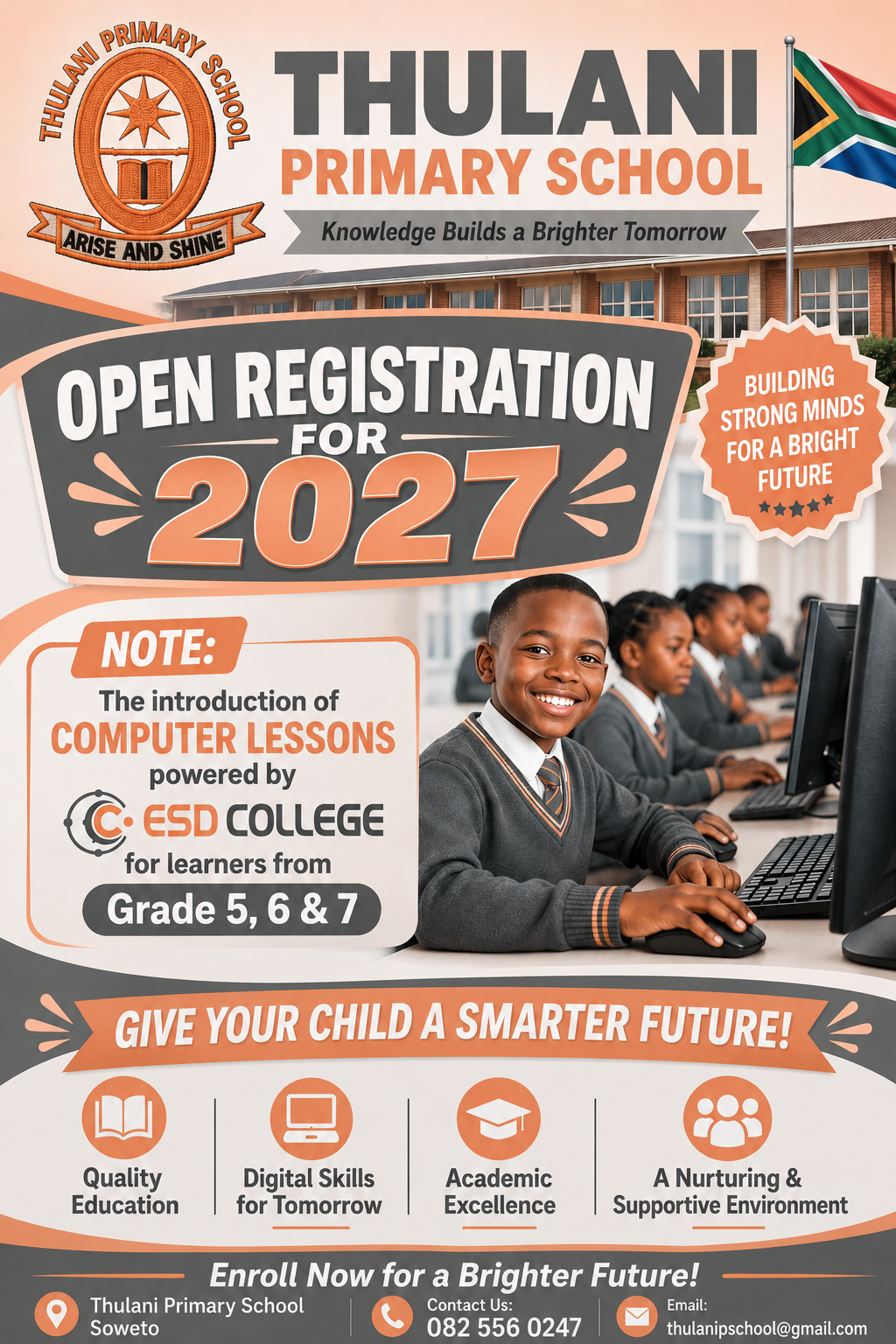 Thulani Primary School 2027 registration flyer